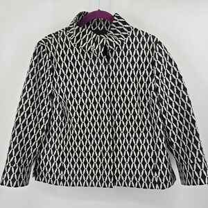 Carlisle Luxury Jacket 14 Black White Geometric Diamond Textured Boutique EUC